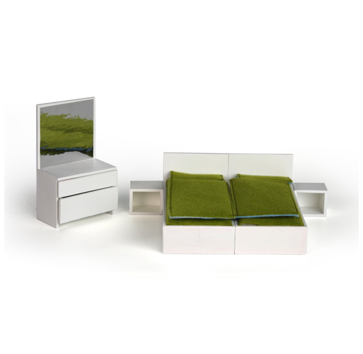 Mobilier de chambre design pour maison de poupée